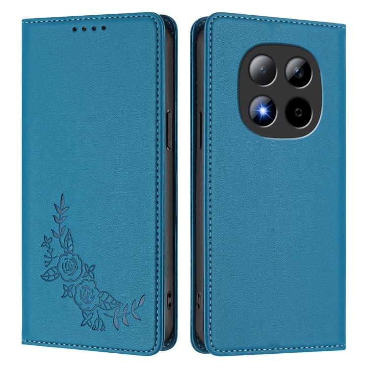 For Redmi Note 15 Pro 5G Global 163.6mm Peony Embossed Magnetic RFID Vegan Leather Phone Case