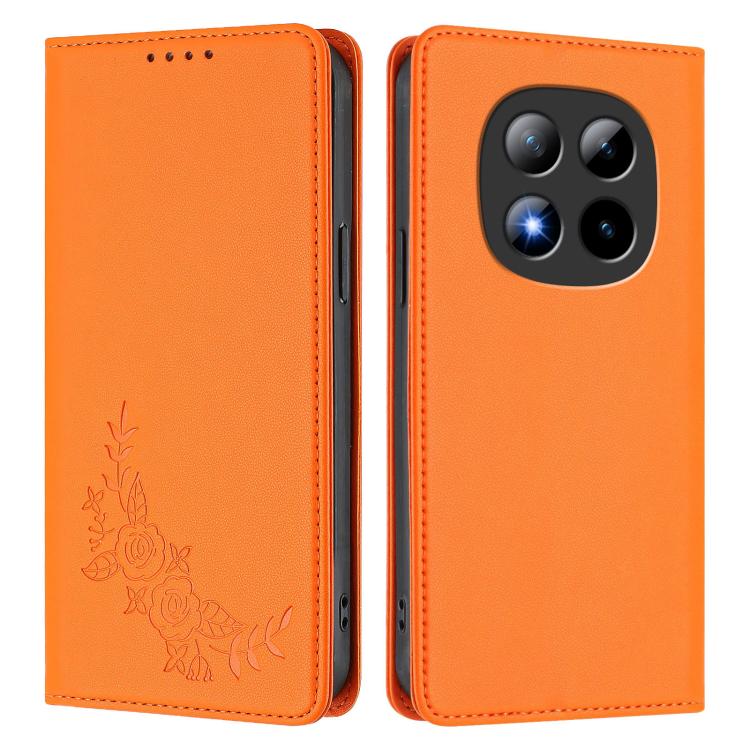 For Redmi Note 15 Pro+ 5G 163.3mm / Poco M8 Pro 5G Peony Embossed Magnetic RFID Vegan Leather Phone Case