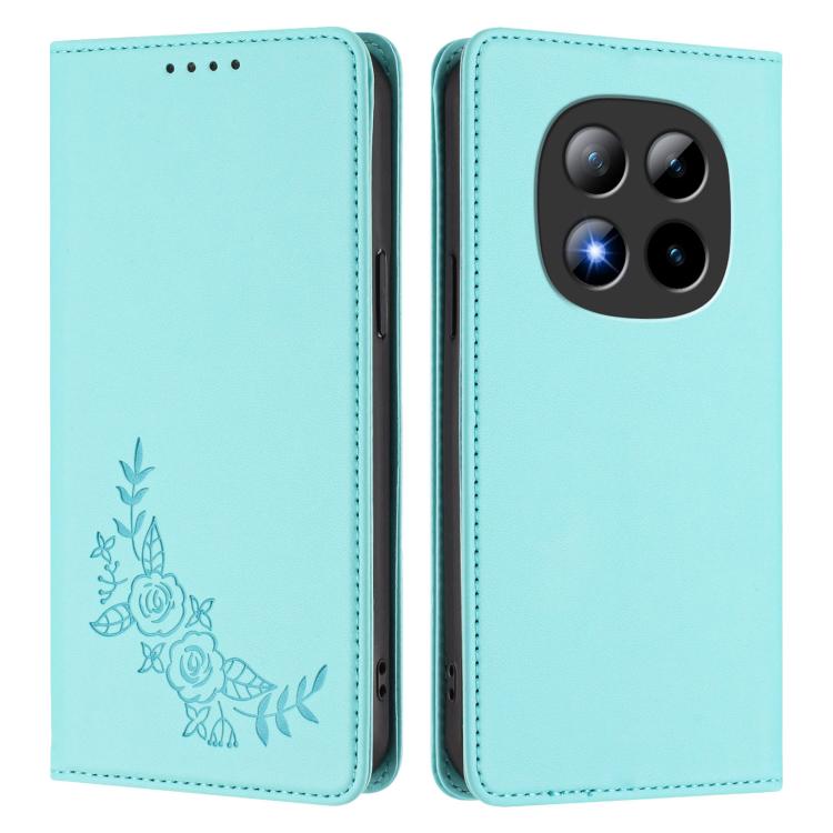 For Redmi Note 15 Pro+ 5G 163.3mm / Poco M8 Pro 5G Peony Embossed Magnetic RFID Vegan Leather Phone Case