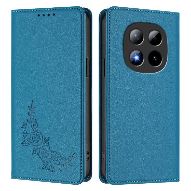 For Redmi Note 15 Pro+ 5G 163.3mm / Poco M8 Pro 5G Peony Embossed Magnetic RFID Vegan Leather Phone Case