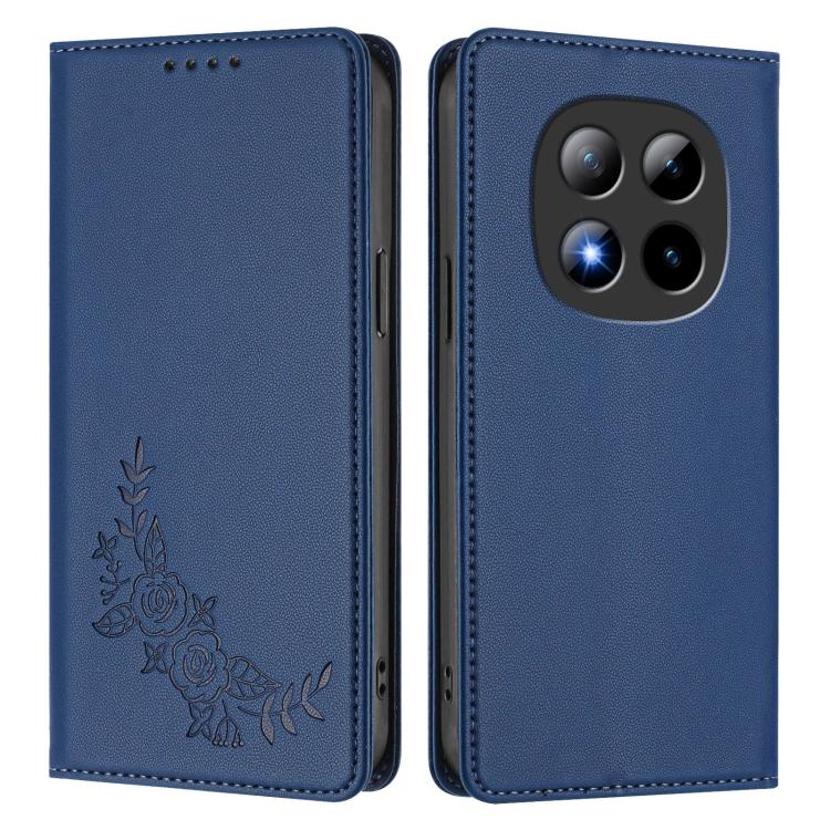 For Redmi Note 15 Pro+ 5G 163.3mm / Poco M8 Pro 5G Peony Embossed Magnetic RFID Vegan Leather Phone Case