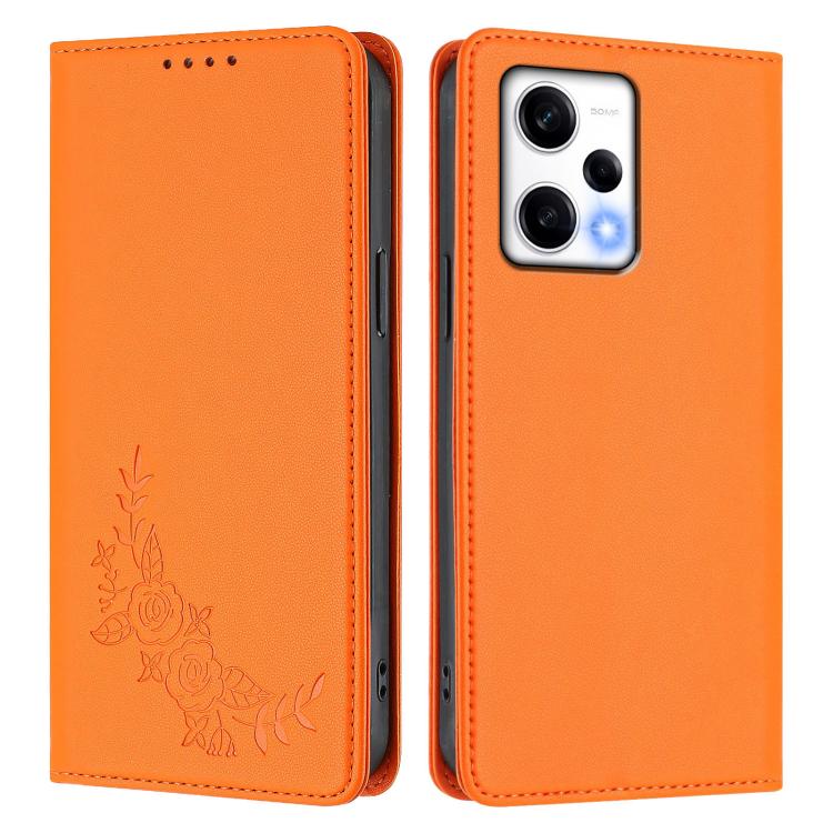 For Redmi Note 12 Pro+ 5G / Note 12 Explorer Peony Embossed Magnetic RFID Vegan Leather Phone Case