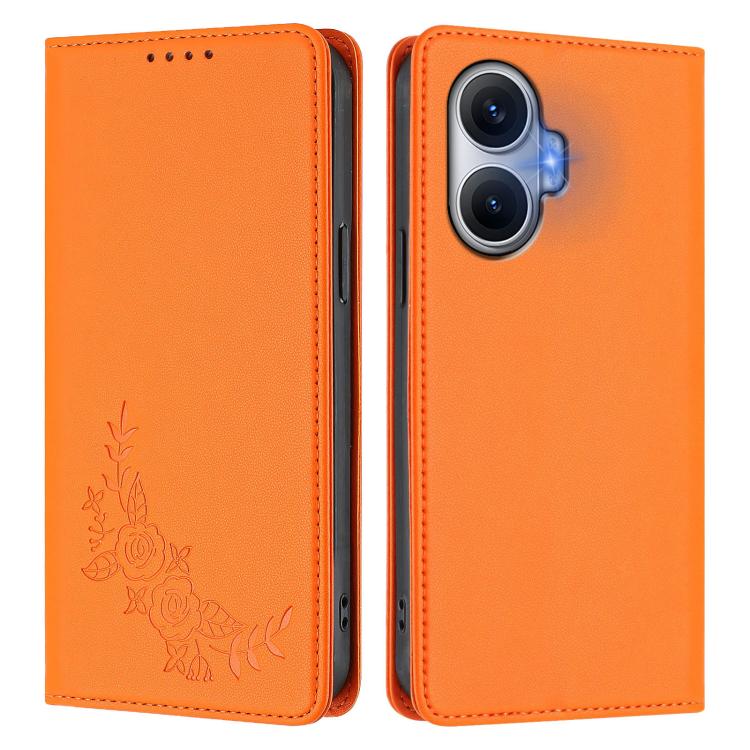 For Redmi Turbo 4 Pro / Poco F7 Peony Embossed Magnetic RFID Vegan Leather Phone Case