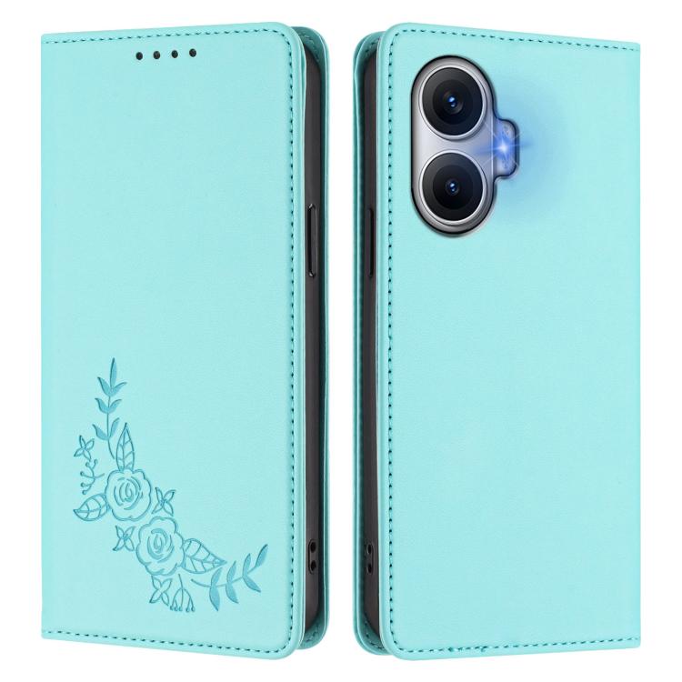 For Redmi Turbo 4 Pro / Poco F7 Peony Embossed Magnetic RFID Vegan Leather Phone Case