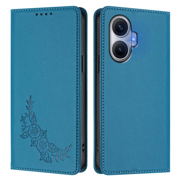 For Redmi Turbo 4 Pro / Poco F7 Peony Embossed Magnetic RFID Vegan Leather Phone Case
