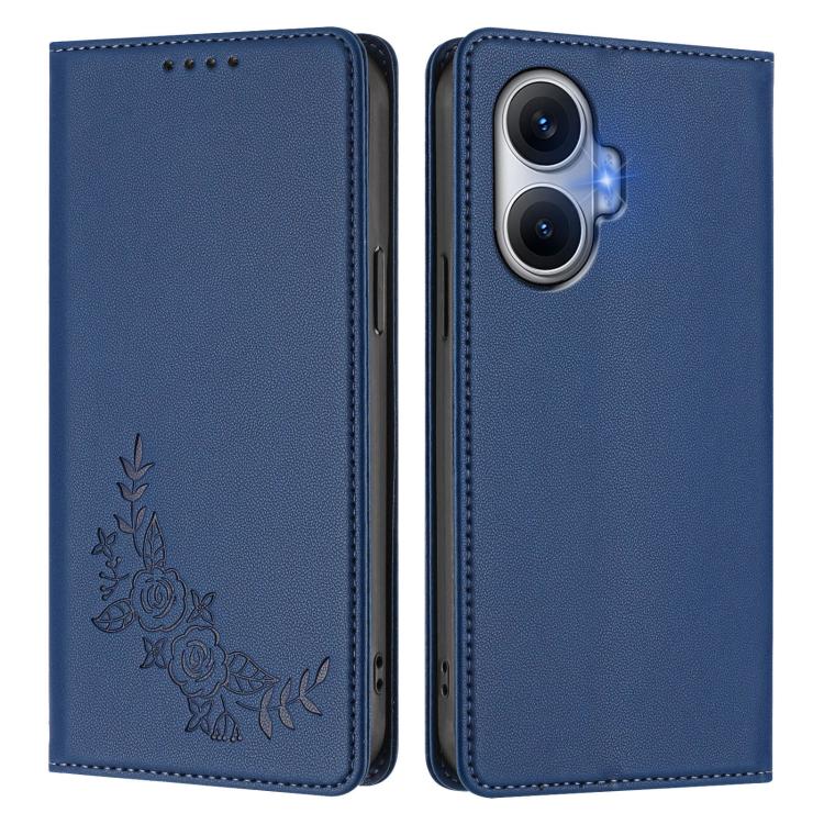 For Redmi Turbo 4 Pro / Poco F7 Peony Embossed Magnetic RFID Vegan Leather Phone Case