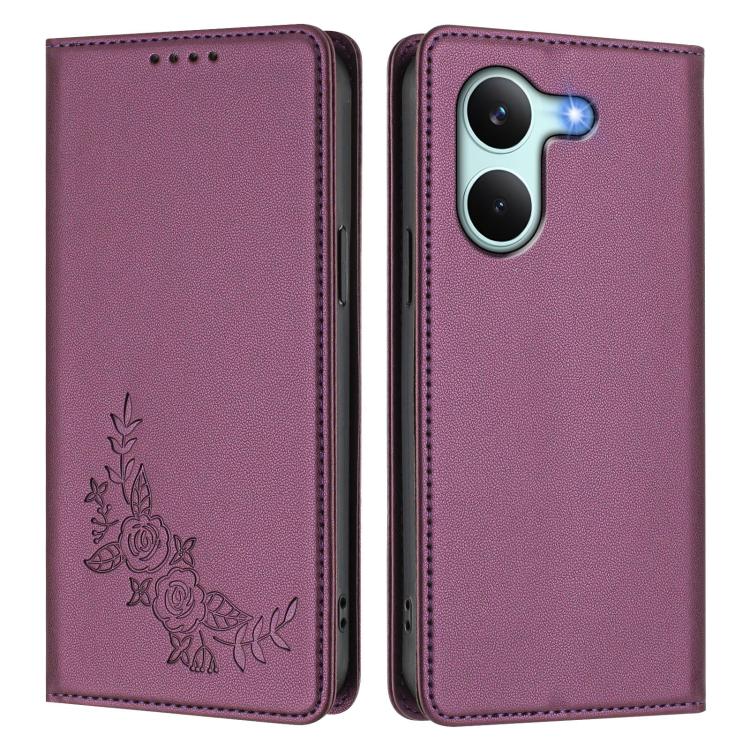 For Redmi Turbo 5 5G / Poco X8 Pro 5G Peony Embossed Magnetic RFID Vegan Leather Phone Case