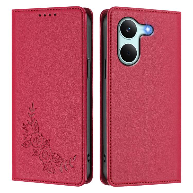 For Redmi Turbo 5 5G / Poco X8 Pro 5G Peony Embossed Magnetic RFID Vegan Leather Phone Case