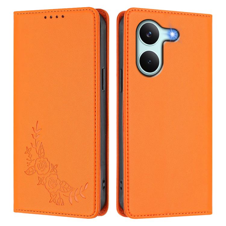 For Redmi Turbo 5 5G / Poco X8 Pro 5G Peony Embossed Magnetic RFID Vegan Leather Phone Case