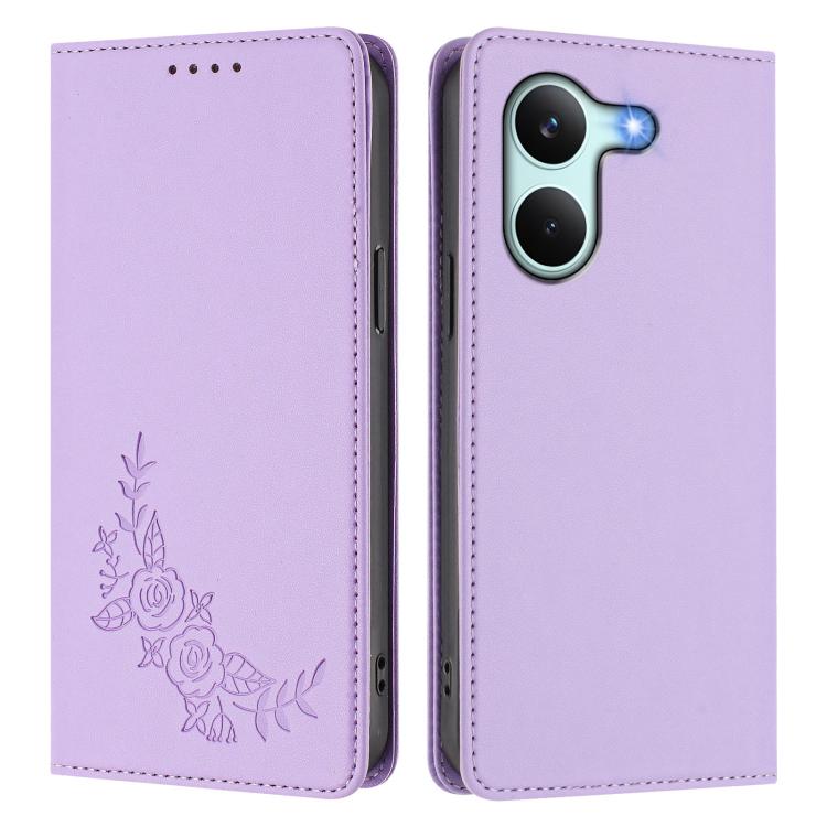 For Redmi Turbo 5 5G / Poco X8 Pro 5G Peony Embossed Magnetic RFID Vegan Leather Phone Case