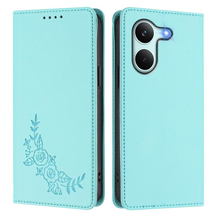 For Redmi Turbo 5 5G / Poco X8 Pro 5G Peony Embossed Magnetic RFID Vegan Leather Phone Case