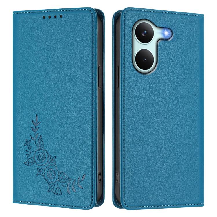 For Redmi Turbo 5 5G / Poco X8 Pro 5G Peony Embossed Magnetic RFID Vegan Leather Phone Case