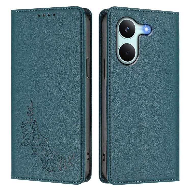 For Redmi Turbo 5 5G / Poco X8 Pro 5G Peony Embossed Magnetic RFID Vegan Leather Phone Case