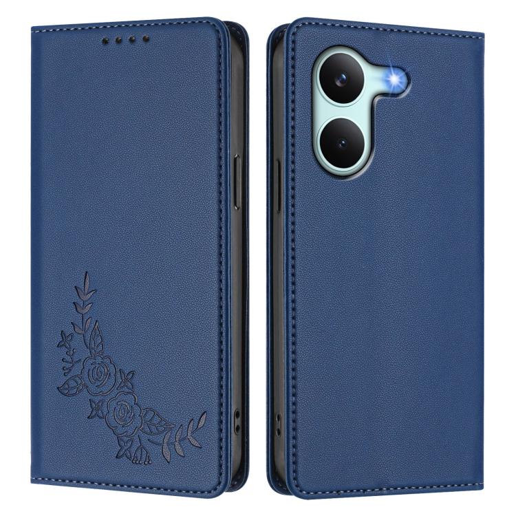 For Redmi Turbo 5 5G / Poco X8 Pro 5G Peony Embossed Magnetic RFID Vegan Leather Phone Case