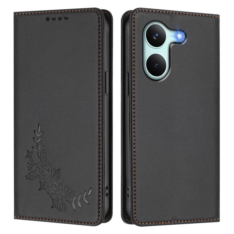For Redmi Turbo 5 5G / Poco X8 Pro 5G Peony Embossed Magnetic RFID Vegan Leather Phone Case