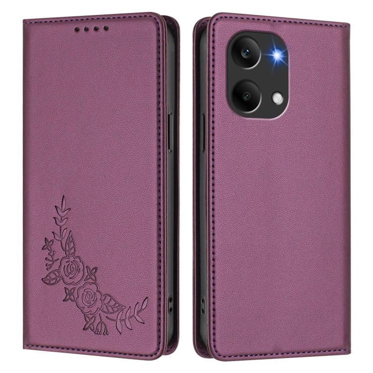 For Redmi Turbo 5 Max 5G / Poco X8 Pro Max 5G Peony Embossed Magnetic RFID Vegan Leather Phone Case
