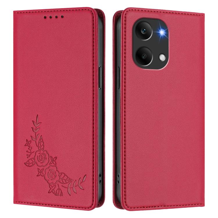 For Redmi Turbo 5 Max 5G / Poco X8 Pro Max 5G Peony Embossed Magnetic RFID Vegan Leather Phone Case