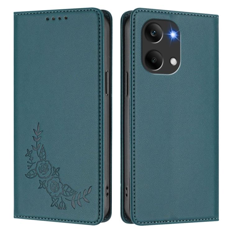 For Redmi Turbo 5 Max 5G / Poco X8 Pro Max 5G Peony Embossed Magnetic RFID Vegan Leather Phone Case