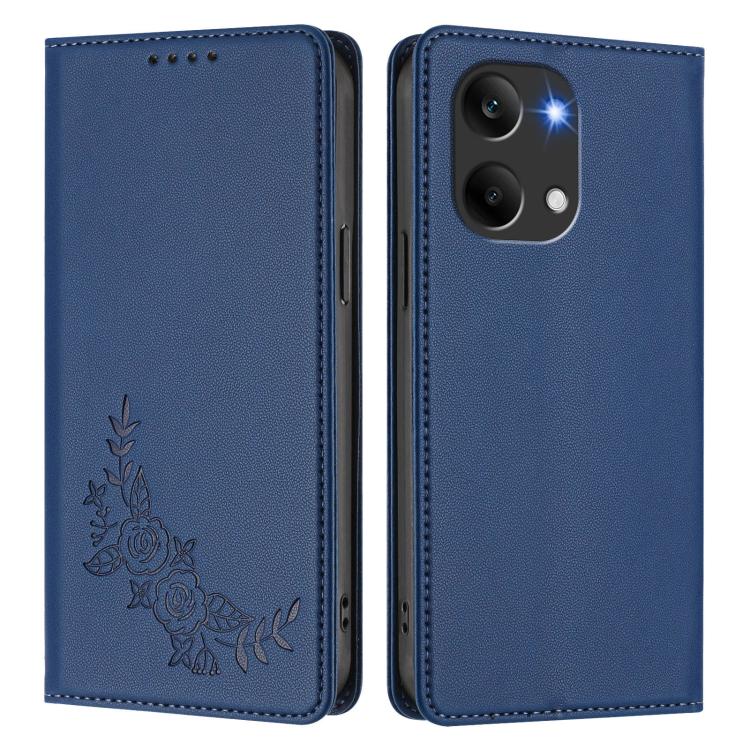 For Redmi Turbo 5 Max 5G / Poco X8 Pro Max 5G Peony Embossed Magnetic RFID Vegan Leather Phone Case