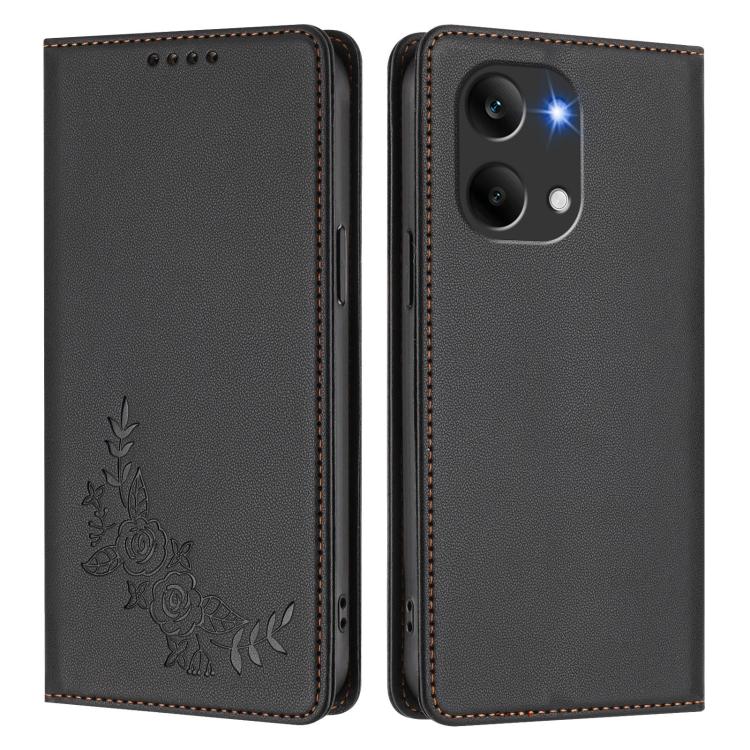 For Redmi Turbo 5 Max 5G / Poco X8 Pro Max 5G Peony Embossed Magnetic RFID Vegan Leather Phone Case