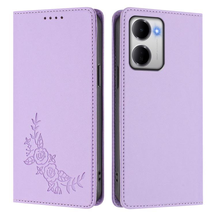 For Redmi 15a 5G Peony Embossed Magnetic RFID Vegan Leather Phone Case
