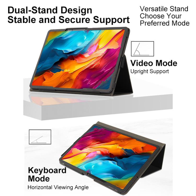 For TCL Tab A1 Plus 12.2 2026 2-Folding Leather Tablet Case with Handrest & Pen Slot - Black