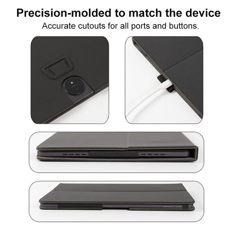 For TCL Tab A1 Plus 12.2 2026 2-Folding Leather Tablet Case with Handrest & Pen Slot - Black