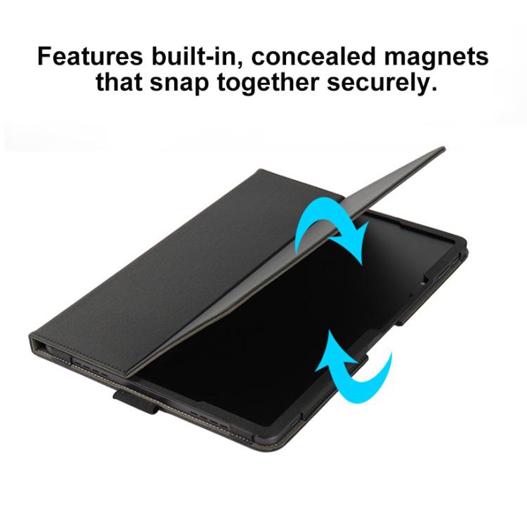 For TCL Tab A1 Plus 12.2 2026 2-Folding Leather Tablet Case with Handrest & Pen Slot - Black