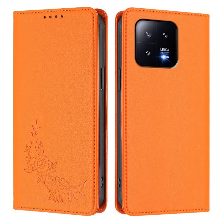 For Xiaomi 13 Peony Embossed Magnetic RFID Vegan Leather Phone Case