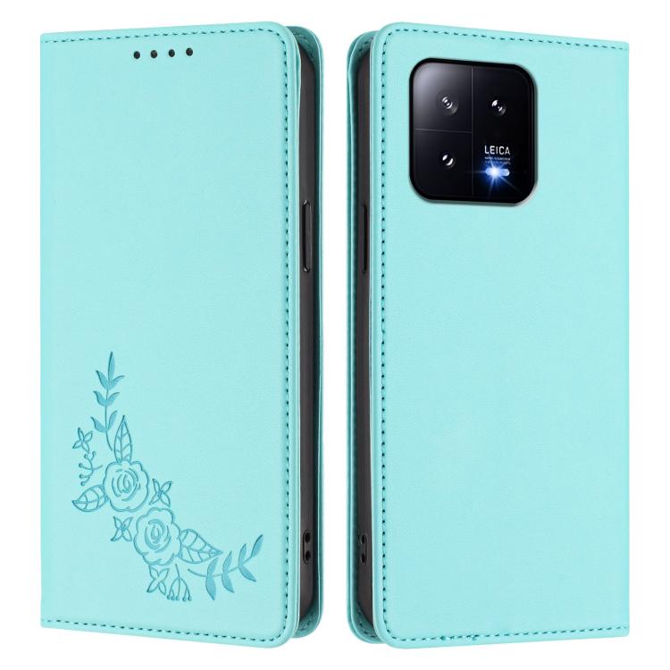 For Xiaomi 13 Peony Embossed Magnetic RFID Vegan Leather Phone Case