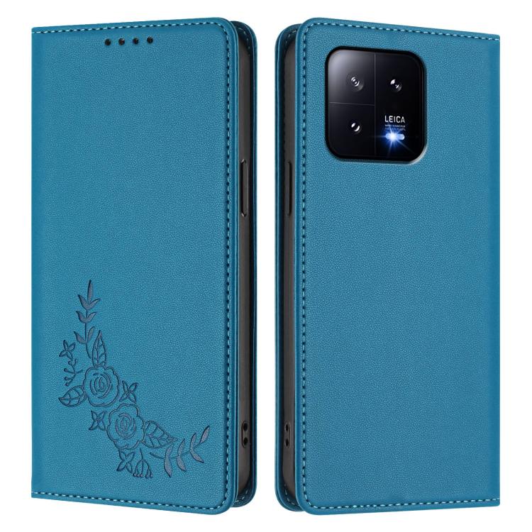 For Xiaomi 13 Peony Embossed Magnetic RFID Vegan Leather Phone Case