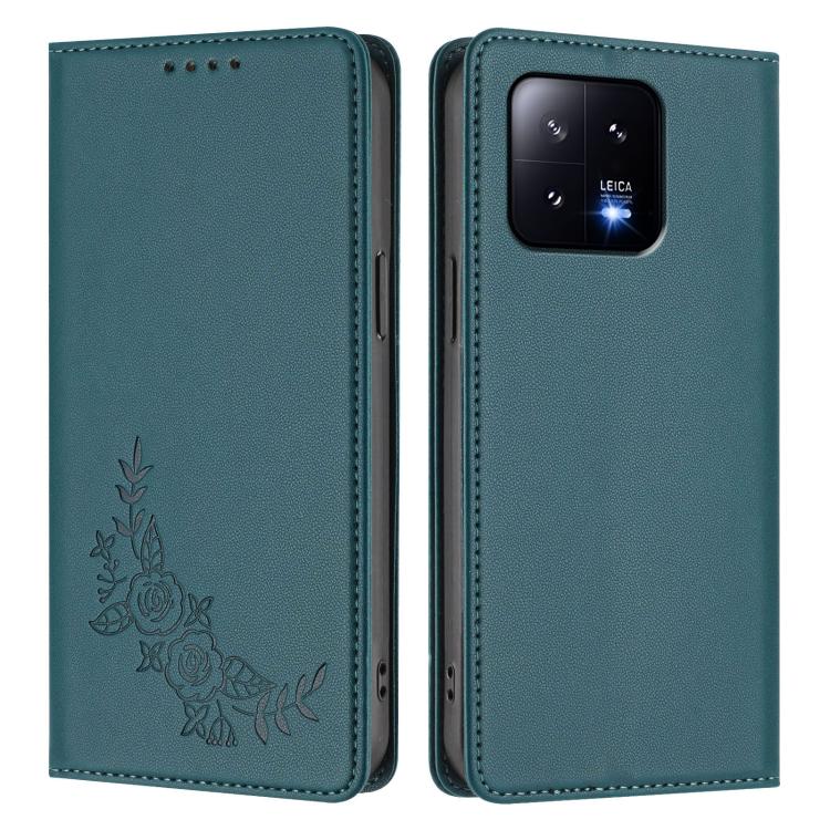 For Xiaomi 13 Peony Embossed Magnetic RFID Vegan Leather Phone Case