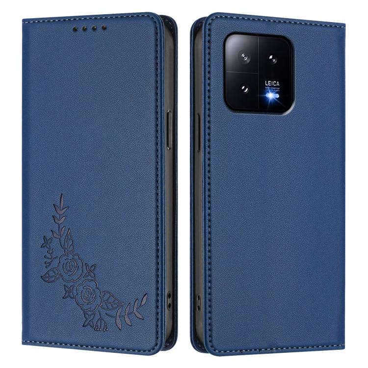 For Xiaomi 13 Peony Embossed Magnetic RFID Vegan Leather Phone Case
