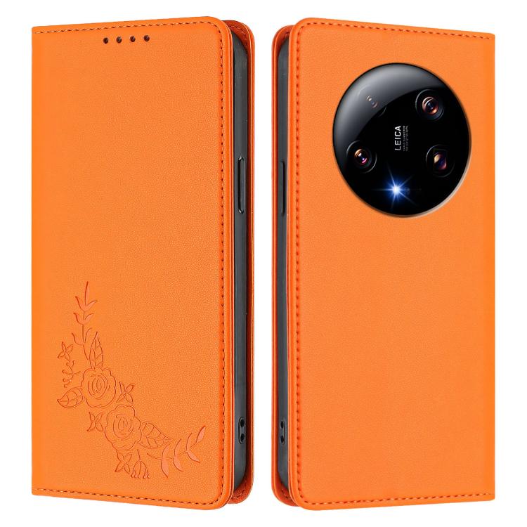 For Xiaomi 13 Ultra Peony Embossed Magnetic RFID Vegan Leather Phone Case
