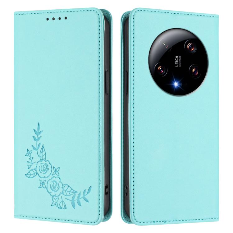 For Xiaomi 13 Ultra Peony Embossed Magnetic RFID Vegan Leather Phone Case