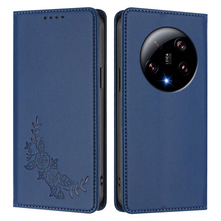 For Xiaomi 13 Ultra Peony Embossed Magnetic RFID Vegan Leather Phone Case