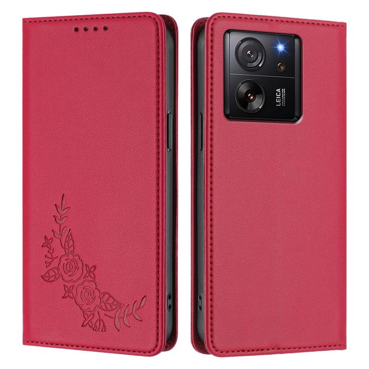 For Xiaomi 13T / 13T Pro / Redmi K60 Ultra Peony Embossed Magnetic RFID Vegan Leather Phone Case