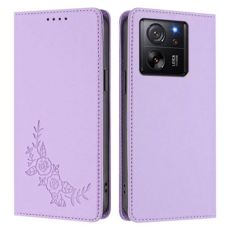 For Xiaomi 13T / 13T Pro / Redmi K60 Ultra Peony Embossed Magnetic RFID Vegan Leather Phone Case