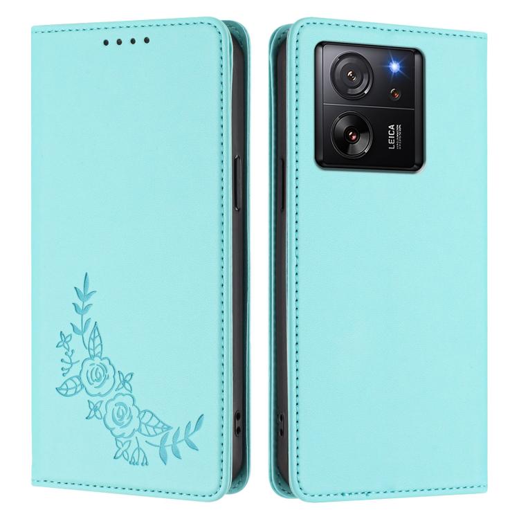 For Xiaomi 13T / 13T Pro / Redmi K60 Ultra Peony Embossed Magnetic RFID Vegan Leather Phone Case