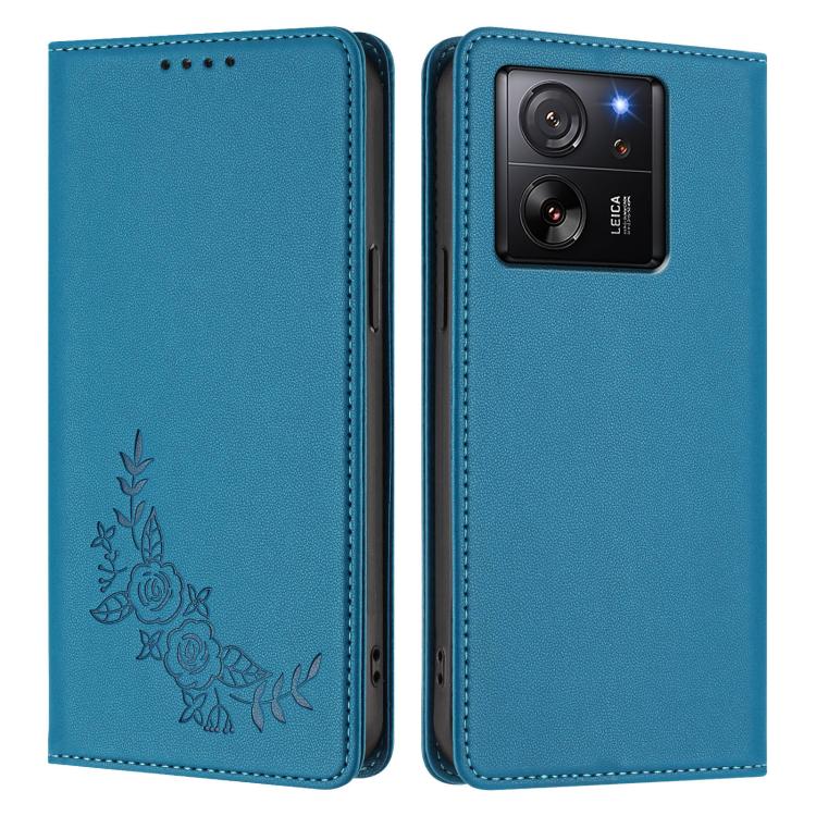 For Xiaomi 13T / 13T Pro / Redmi K60 Ultra Peony Embossed Magnetic RFID Vegan Leather Phone Case