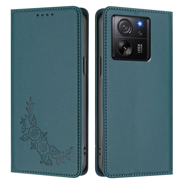 For Xiaomi 13T / 13T Pro / Redmi K60 Ultra Peony Embossed Magnetic RFID Vegan Leather Phone Case