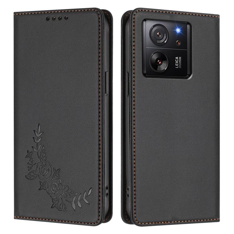 For Xiaomi 13T / 13T Pro / Redmi K60 Ultra Peony Embossed Magnetic RFID Vegan Leather Phone Case