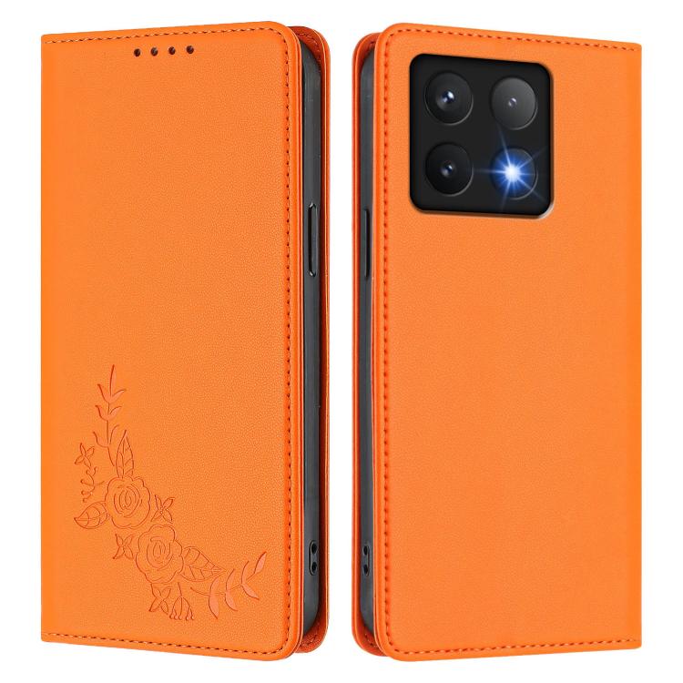 For Xiaomi 14T 5G Peony Embossed Magnetic RFID Vegan Leather Phone Case