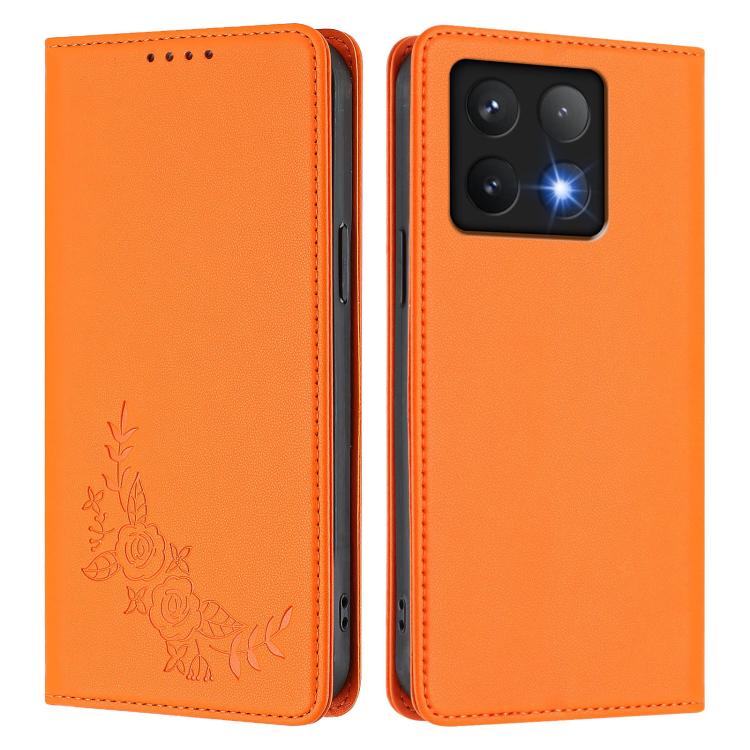 For Xiaomi 14T Pro 5G Peony Embossed Magnetic RFID Vegan Leather Phone Case
