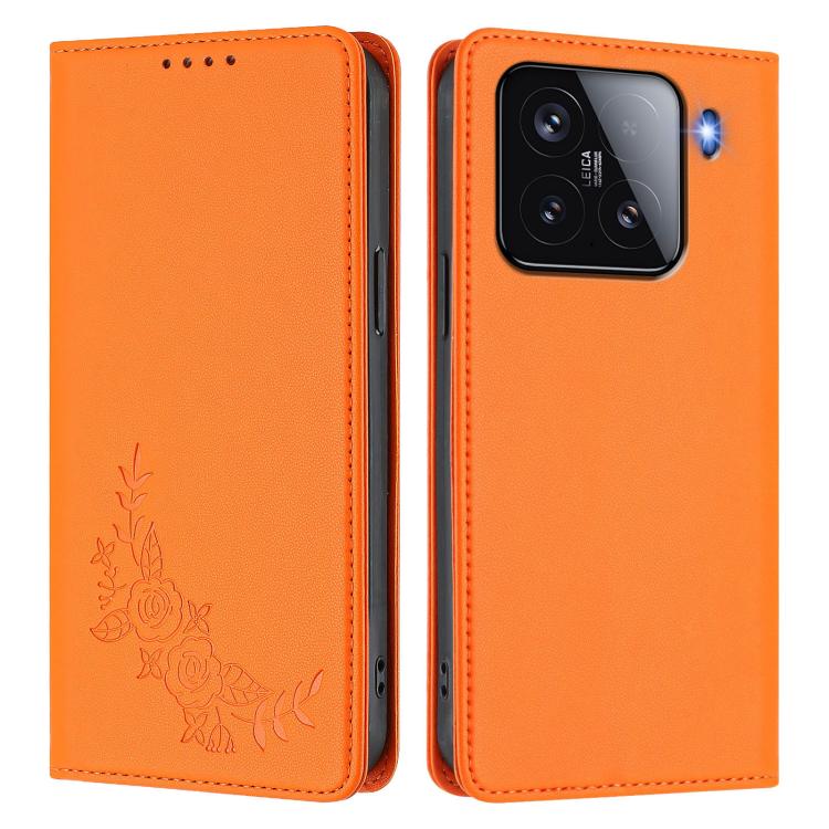 For Xiaomi 15 Peony Embossed Magnetic RFID Vegan Leather Phone Case
