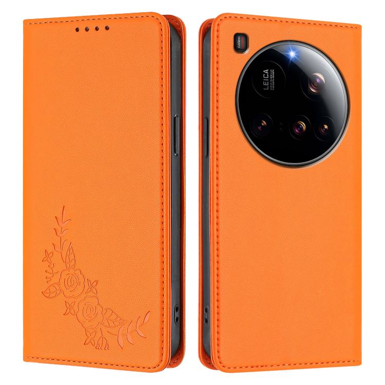 For Xiaomi 15 Ultra Peony Embossed Magnetic RFID Vegan Leather Phone Case