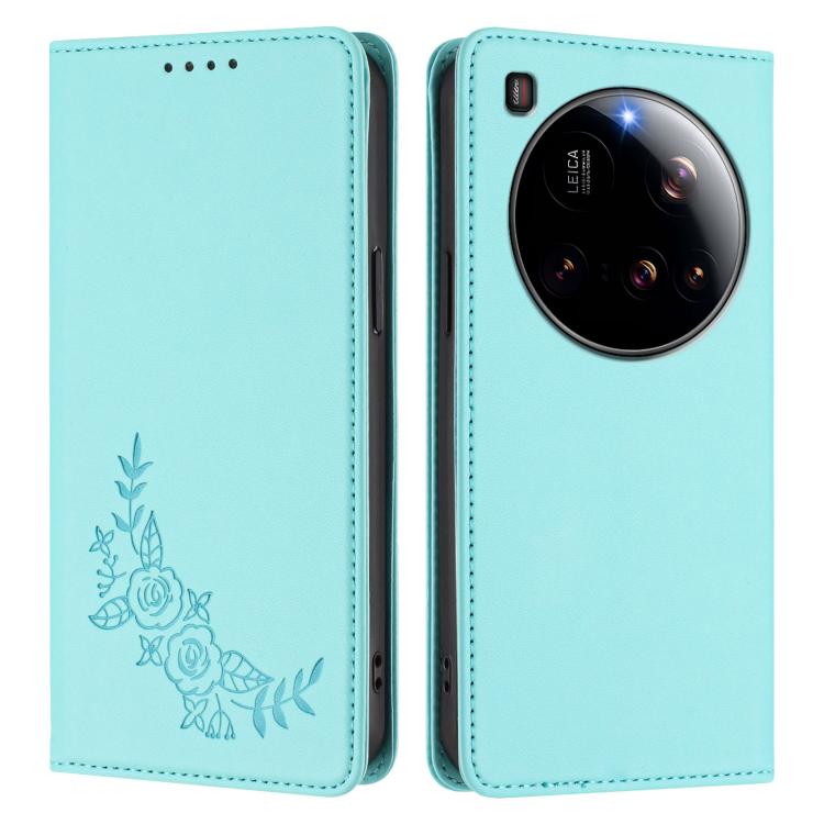 For Xiaomi 15 Ultra Peony Embossed Magnetic RFID Vegan Leather Phone Case