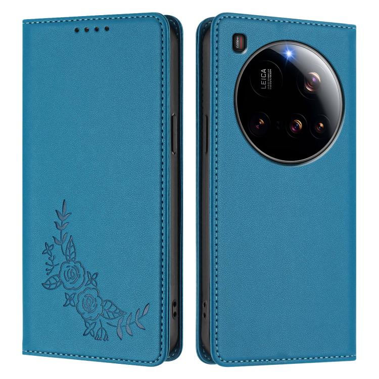 For Xiaomi 15 Ultra Peony Embossed Magnetic RFID Vegan Leather Phone Case