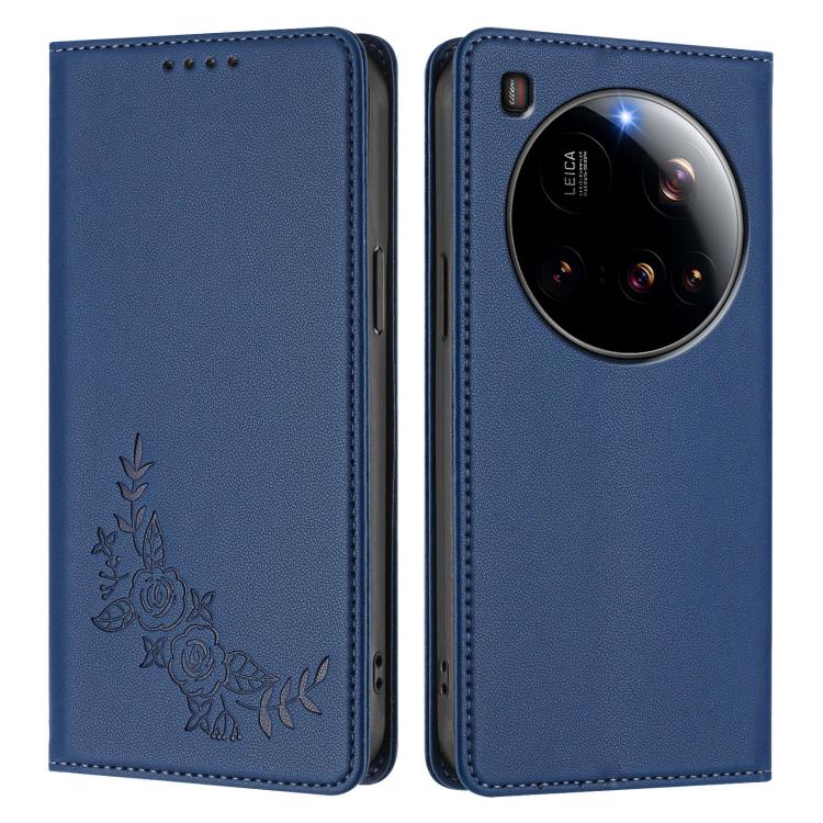 For Xiaomi 15 Ultra Peony Embossed Magnetic RFID Vegan Leather Phone Case