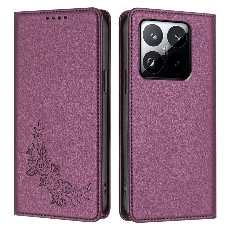 For Xiaomi 15T 5G Peony Embossed Magnetic RFID Vegan Leather Phone Case